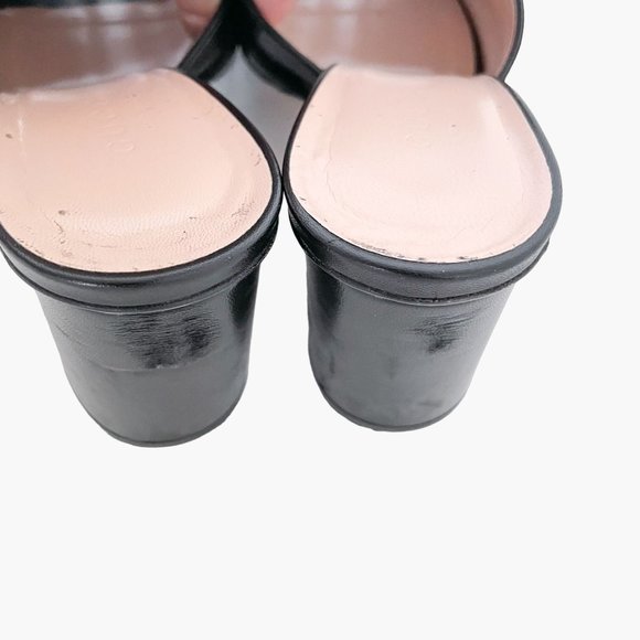 Gucci GG Fringe Sandals EU 36.5 US 6.5 Black Marmont Mules Block Heel Slide Logo - Picture 7 of 12